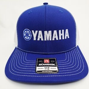 Yamaha Embroidered Trucker Mesh Snapback Cap Hat Blue Richardson 112